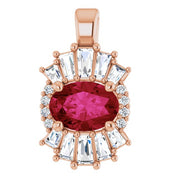 14K Rose Natural Ruby & 1/3 CTW Natural Diamond Pendant
