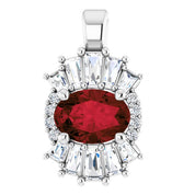 Sterling Silver Natural Mozambique Garnet & 1/3 CTW Natural Diamond Pendant