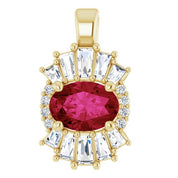 14K Yellow Natural Ruby & 1/3 CTW Natural Diamond Pendant