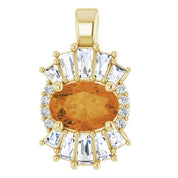14K Yellow Natural Citrine & 1/3 CTW Natural Diamond Pendant