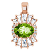14K Rose Natural Peridot & 1/3 CTW Natural Diamond Pendant