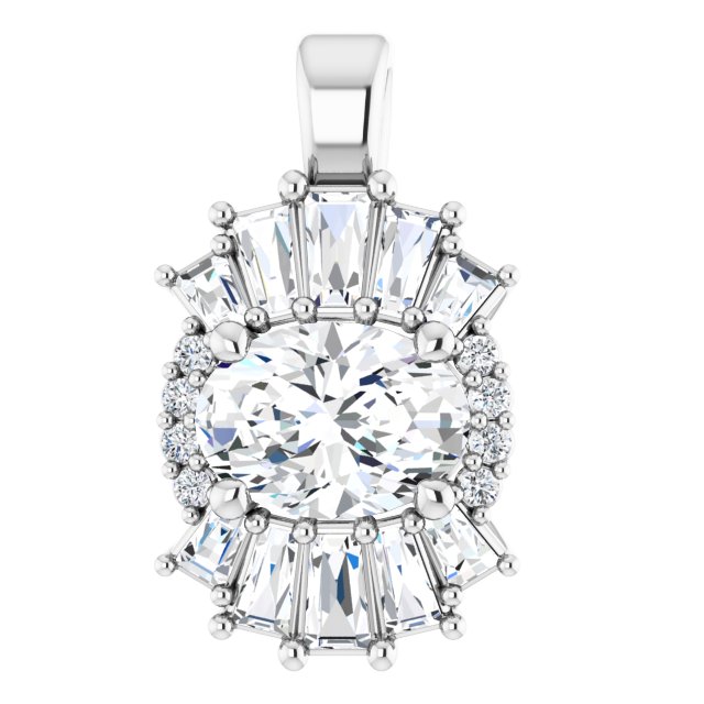 14K White Natural White Sapphire & 1/3 CTW Natural Diamond Pendant
