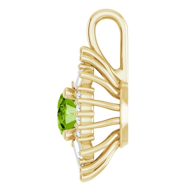 14K Yellow Natural Peridot & 1/3 CTW Natural Diamond Pendant