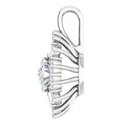 14K White Natural White Sapphire & 1/3 CTW Natural Diamond Pendant
