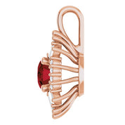 14K Rose Natural Mozambique Garnet & 1/3 CTW Natural Diamond Pendant