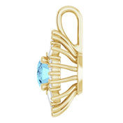 14K Yellow Natural Aquamarine & 1/3 CTW Natural Diamond Pendant