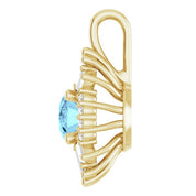 14K Yellow Natural Aquamarine & 1/3 CTW Natural Diamond Pendant