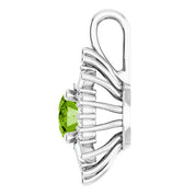 14K White Natural Peridot & 1/3 CTW Natural Diamond Pendant