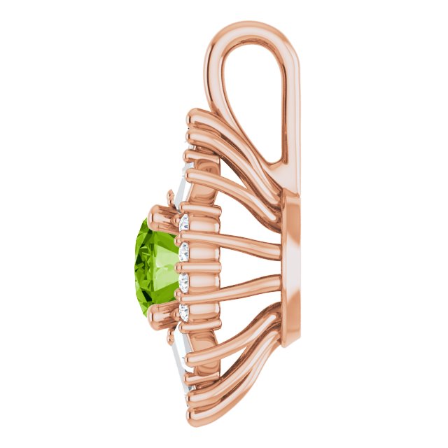 14K Rose Natural Peridot & 1/3 CTW Natural Diamond Pendant