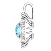 14K White Natural Aquamarine & 1/3 CTW Natural Diamond Pendant