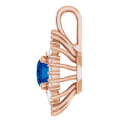 14K Rose Natural Blue Sapphire & 1/3 CTW Natural Diamond Pendant