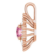 14K Rose Natural Pink Tourmaline & 1/3 CTW Natural Diamond Pendant