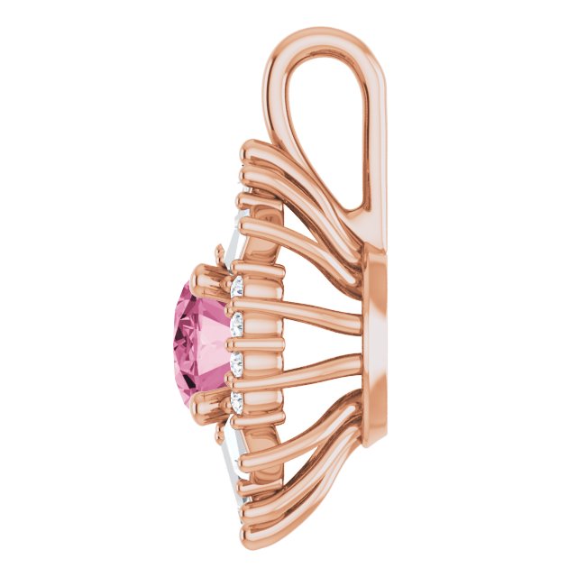 14K Rose Natural Pink Tourmaline & 1/3 CTW Natural Diamond Pendant