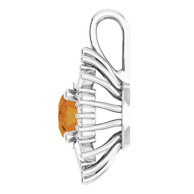 Sterling Silver Natural Citrine & 1/3 CTW Natural Diamond Pendant
