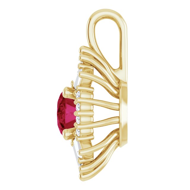 14K Yellow Natural Ruby & 1/3 CTW Natural Diamond Pendant