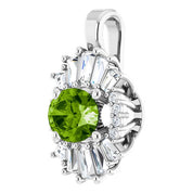 14K White Natural Peridot & 1/3 CTW Natural Diamond Pendant