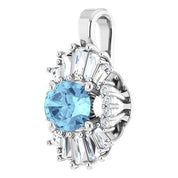 14K White Natural Aquamarine & 1/3 CTW Natural Diamond Pendant