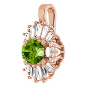 14K Rose Natural Peridot & 1/3 CTW Natural Diamond Pendant