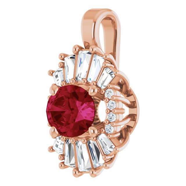 14K Rose Natural Ruby & 1/3 CTW Natural Diamond Pendant