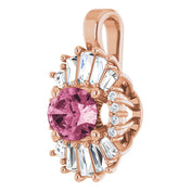14K Rose Natural Pink Tourmaline & 1/3 CTW Natural Diamond Pendant