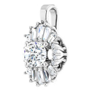 14K White Natural White Sapphire & 1/3 CTW Natural Diamond Pendant