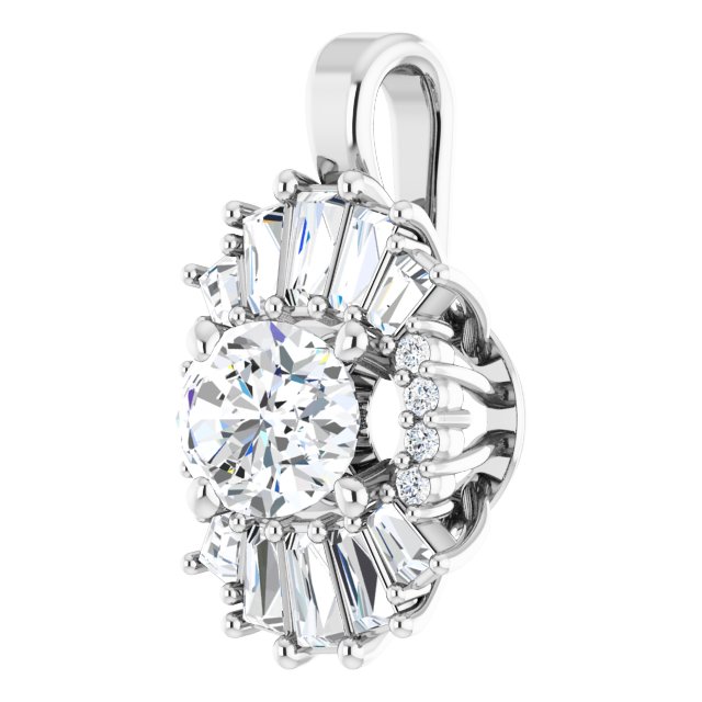 14K White Natural White Sapphire & 1/3 CTW Natural Diamond Pendant