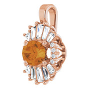 14K Rose Natural Citrine & 1/3 CTW Natural Diamond Pendant