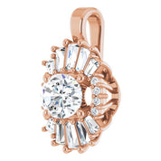 14K Rose Natural White Sapphire & 1/3 CTW Natural Diamond Pendant