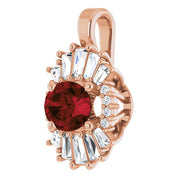 14K Rose Natural Mozambique Garnet & 1/3 CTW Natural Diamond Pendant