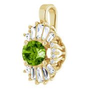 14K Yellow Natural Peridot & 1/3 CTW Natural Diamond Pendant