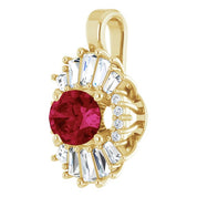 14K Yellow Natural Ruby & 1/3 CTW Natural Diamond Pendant
