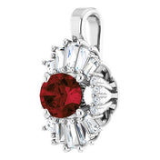 14K White Natural Mozambique Garnet & 1/3 CTW Natural Diamond Pendant