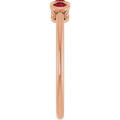 14K Rose Natural Ruby Three-Stone Ring