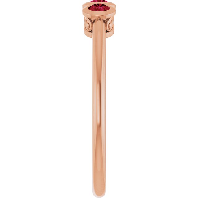 14K Rose Natural Ruby Three-Stone Ring