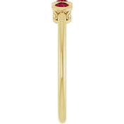 14K Yellow Natural Ruby Three-Stone Ring