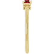 14K Yellow Natural Ruby Three-Stone Ring