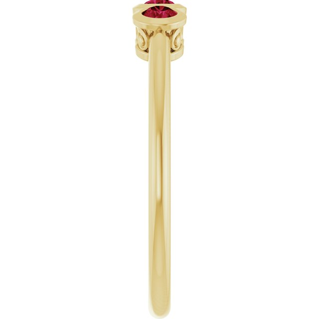 14K Yellow Natural Ruby Three-Stone Ring