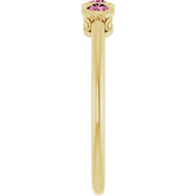 14K Yellow Natural Pink Tourmaline Three-Stone Ring