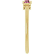 14K Yellow Natural Pink Tourmaline Three-Stone Ring