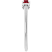 Sterling Silver Natural Ruby Three-Stone Ring