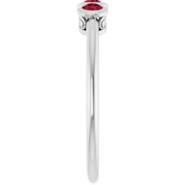 Sterling Silver Natural Ruby Three-Stone Ring