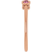14K Rose Natural Pink Tourmaline Three-Stone Ring