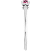 Platinum Natural Pink Tourmaline Three-Stone Ring