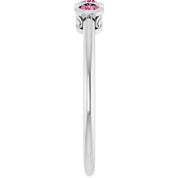 Sterling Silver Natural Pink Tourmaline Three-Stone Ring
