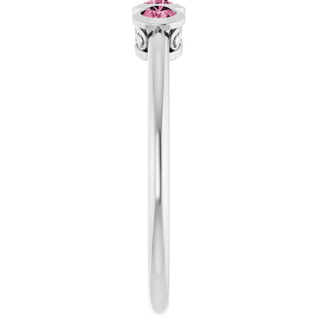 Sterling Silver Natural Pink Tourmaline Three-Stone Ring