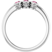 Sterling Silver Natural Pink Tourmaline Three-Stone Ring