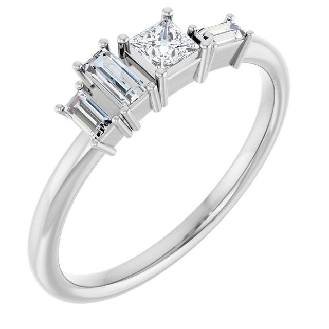 Sterling Silver 1/4 CTW Natural Diamond Stackable Geometric Ring