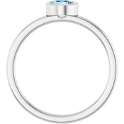 Rhodium-Plated Sterling Silver 4.5 mm Natural Aquamarine Ring