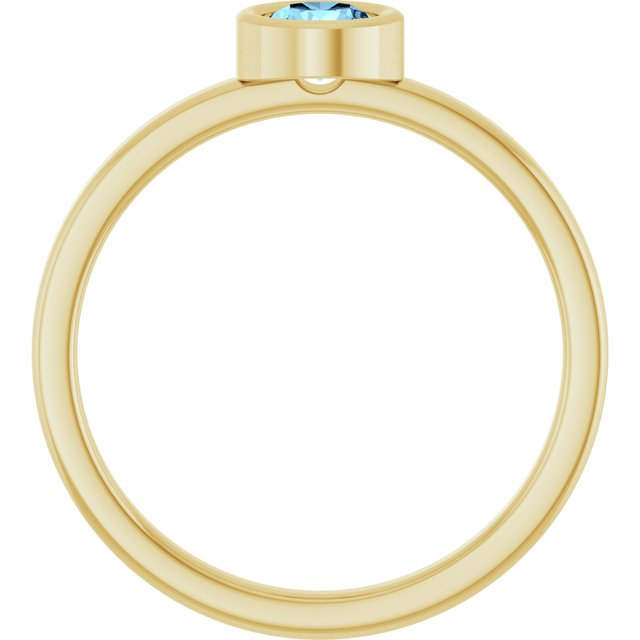 14K Yellow 4.5 mm Natural Aquamarine Ring