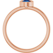14K Rose 4.5 mm Natural Blue Sapphire Ring